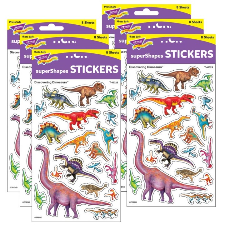 TREND Discovering Dinosaurs® superShapes Stickers-Large, 152 Per Pack, 6 Packs