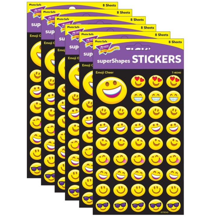 TREND Emotion Icon Cheer superShapes Stickers-Large, 336 Per Pack, 6 Packs