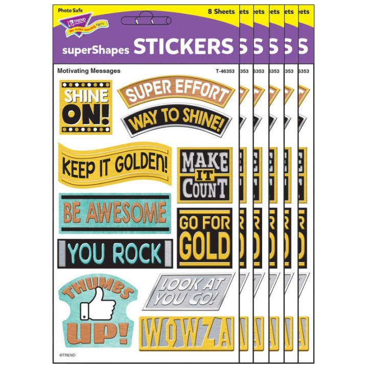 TREND I ♥ Metal Motivating Messages superShapes Stickers - Large, 88 Per Pack, 6 Packs