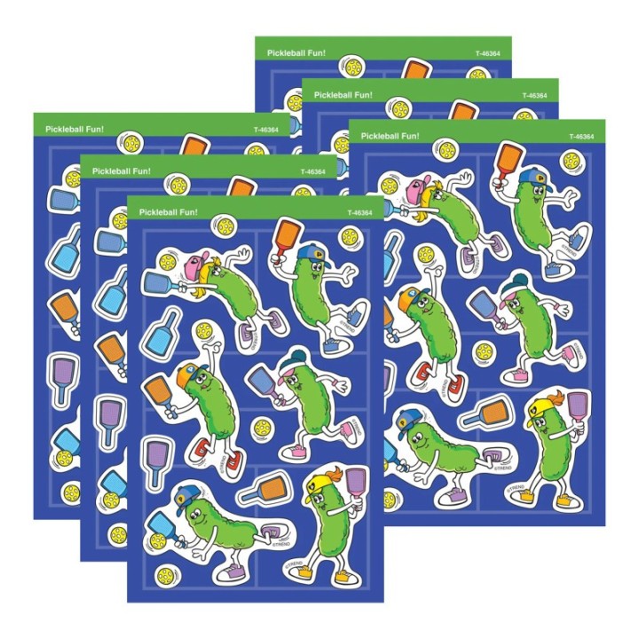 TREND Pickleball Fun! superShapes Stickers - Large, 104 Per Pack, 6 Packs