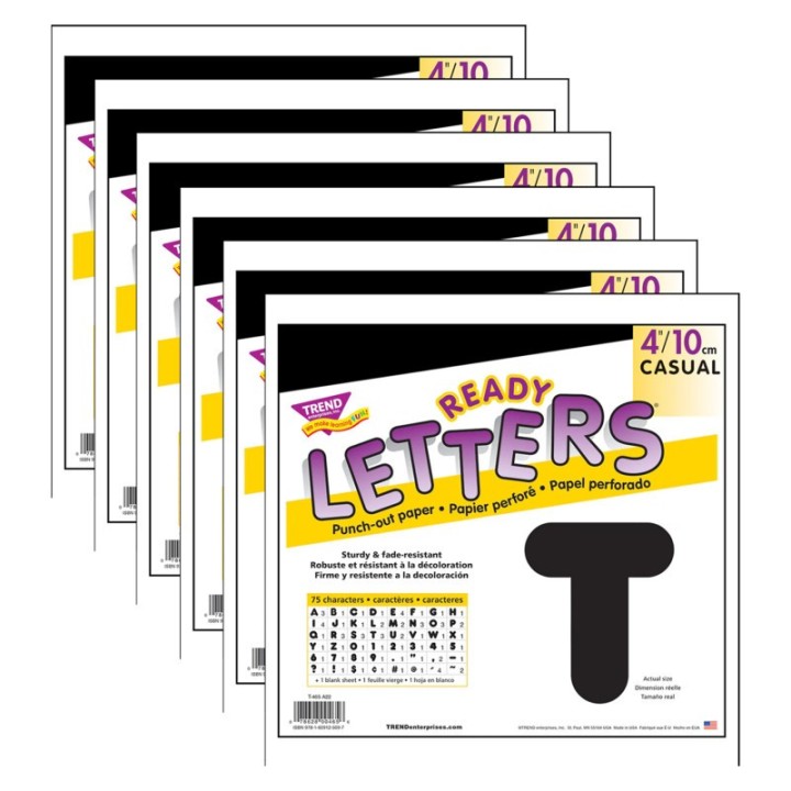 TREND Black 4" Casual Uppercase Ready Letters®, 6 Packs