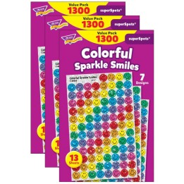 TREND Colorful Sparkle Smiles superSpots® Value Pack, 1300 Per Pack, 3 Packs