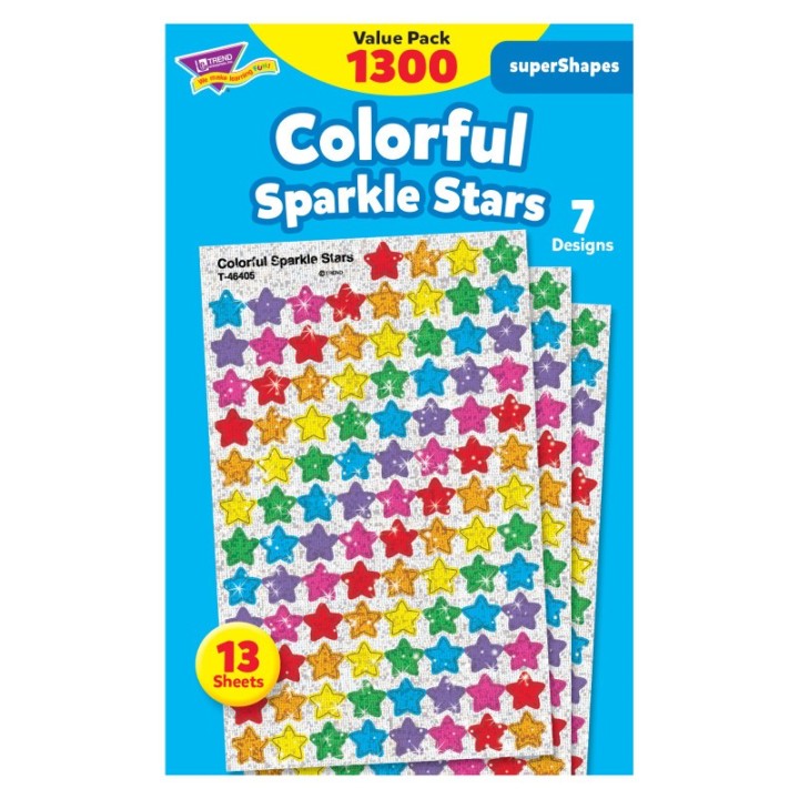 TREND Colorful Sparkle Stars superShapes Value Pack, 1300 ct