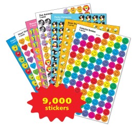 TREND SuperSpots® & SuperShapes Stickers Assortment Pack, 100 Stickers Per Sheet, 90 Sheets