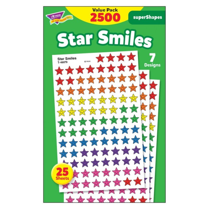 TREND Star Smiles superShapes Stickers Value Pack, 2500 ct