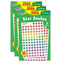 TREND Star Smiles superShapes Stickers Value Pack, 2500 Per Pack, 3 Packs