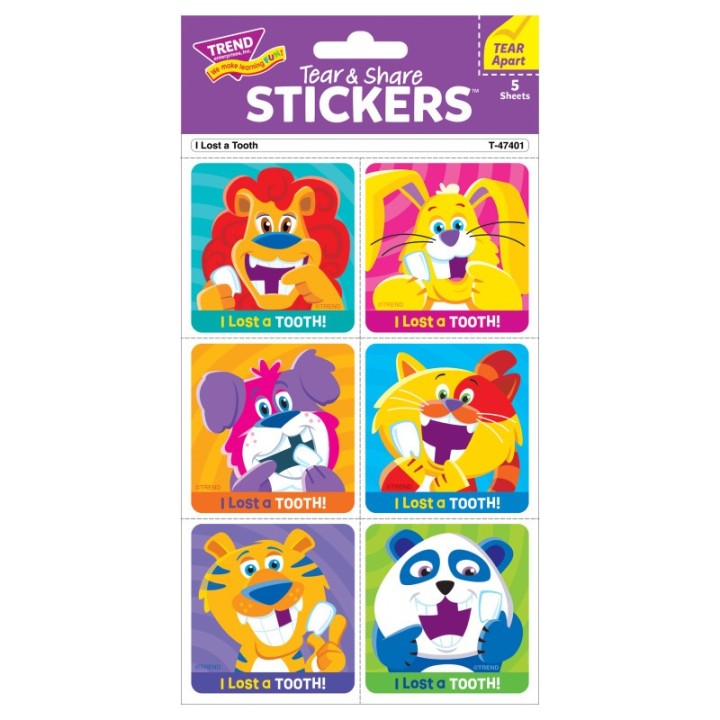 TREND I Lost A Tooth Tear & Share Stickers®, 30 Count