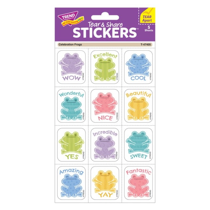TREND Celebration Frogs Tear & Share Stickers®, 60 Count