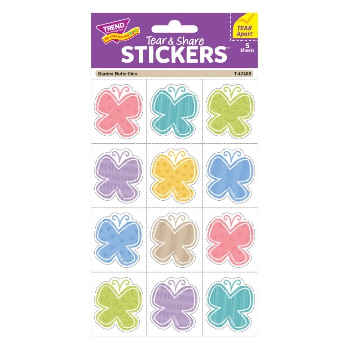 TREND Garden Butterflies Tear & Share Stickers®, 60 Count