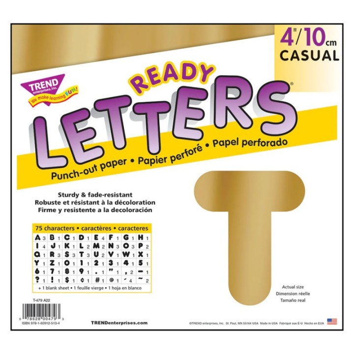 TREND Gold Metallic 4" Casual UC Ready Letters®