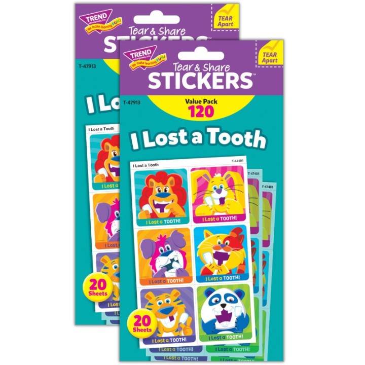 TREND I Lost A Tooth Tear & Share Stickers® Value Pack, 120 Per Pack, 2 Packs