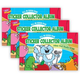 TREND All in Good Pun Sticker Collector Album, 16 Pages, 8.5" x 5.5", Pack of 3