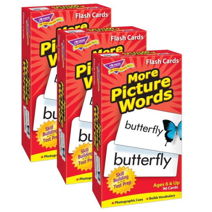 TREND More Picture Words Skill Drill Flash Cards, Pack of 3