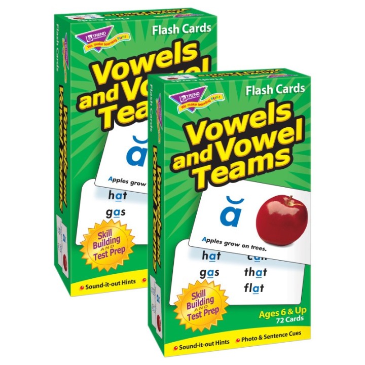 TREND Vowels and Vowel Teams Skill Drill Flash Cards, Pack of 2