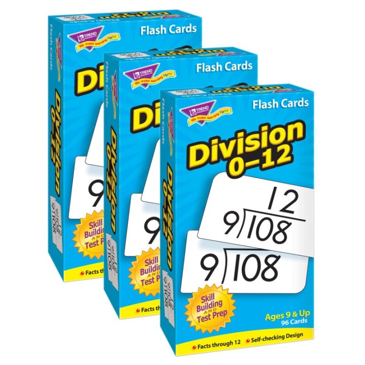 TREND Division 0-12 Skill Drill Flash Cards, Pack of 3