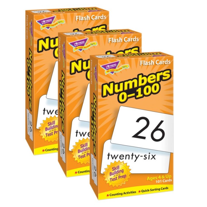 TREND Numbers 0-100 Skill Drill Flash Cards, Pack of 3