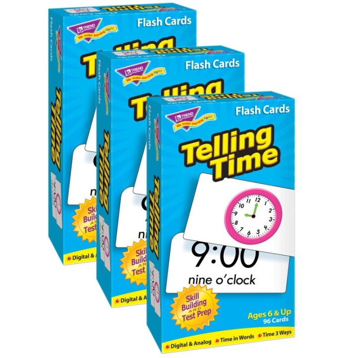 TREND Telling Time Skill Drill Flash Cards, 3 Packs
