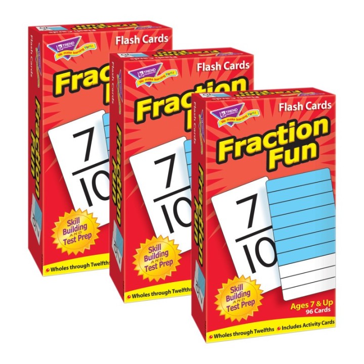 TREND Fraction Fun Skill Drill Flash Cards, 3 Packs