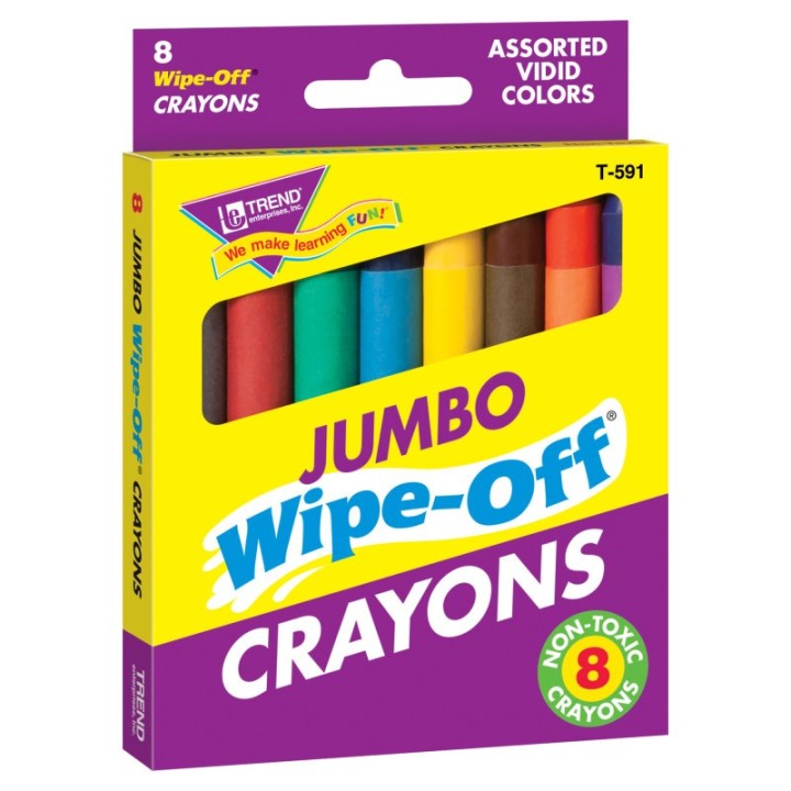 TREND 8-Pack Jumbo Assorted Wipe-Off® Crayons