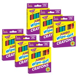 TREND Jumbo Wipe-Off® Crayons, Assorted, 8 per pack, 6 packs