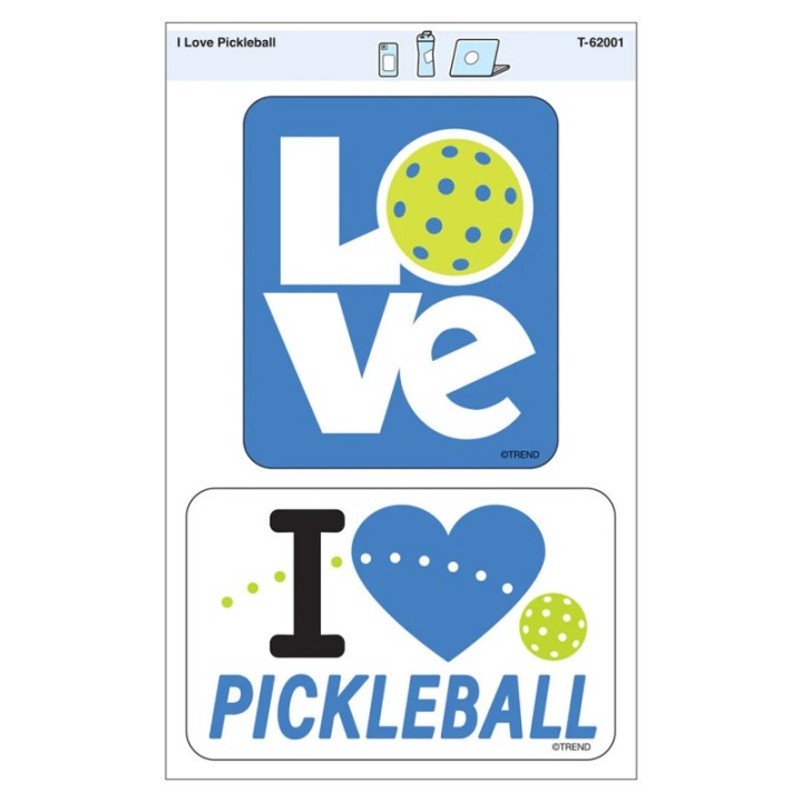 TREND I Love Pickleball Vinyl Stickers, Pack of 2