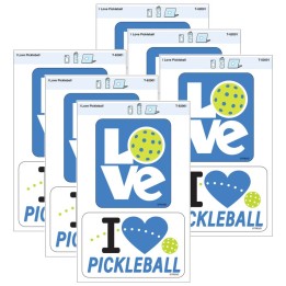 TREND I Love Pickleball Vinyl Stickers, 2 Per Pack, 6 Packs