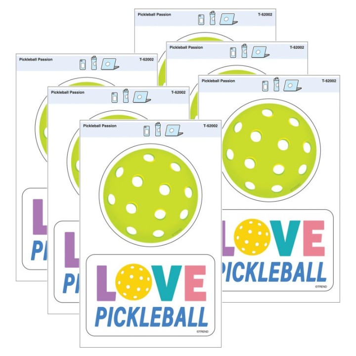 TREND Pickleball Passion Vinyl Stickers, 2 Per Pack, 6 Packs