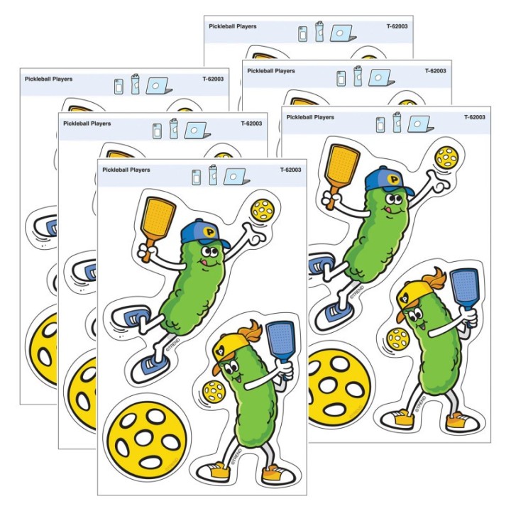 TREND Pickleball Players Vinyl Stickers, 3 Per Pack, 6 Packs