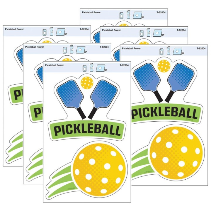 TREND Pickleball Power Vinyl Stickers, 2 Per Pack, 6 Packs