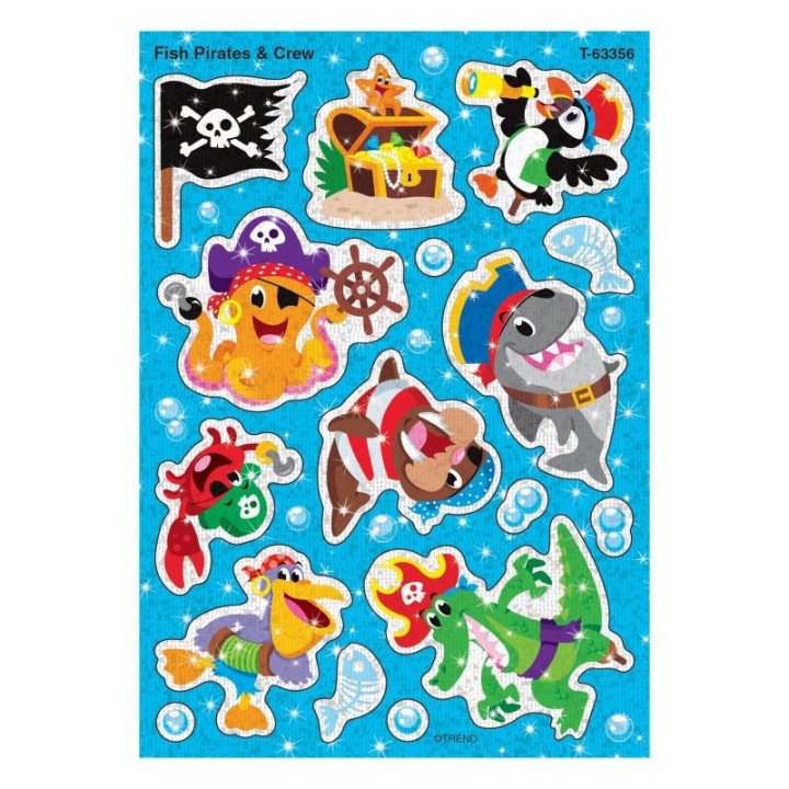 TREND Fish Pirates & Crew Sparkle Stickers®, 32 Count