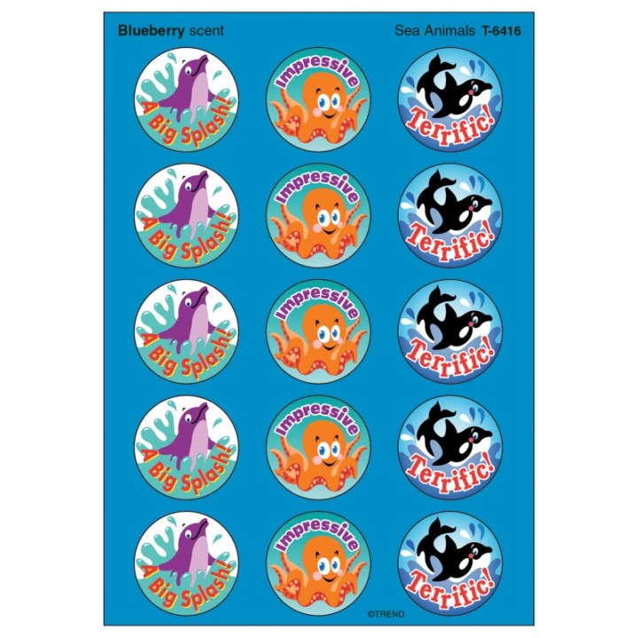 TREND Sea Animals/Blueberry Stinky Stickers®, 60 Ct
