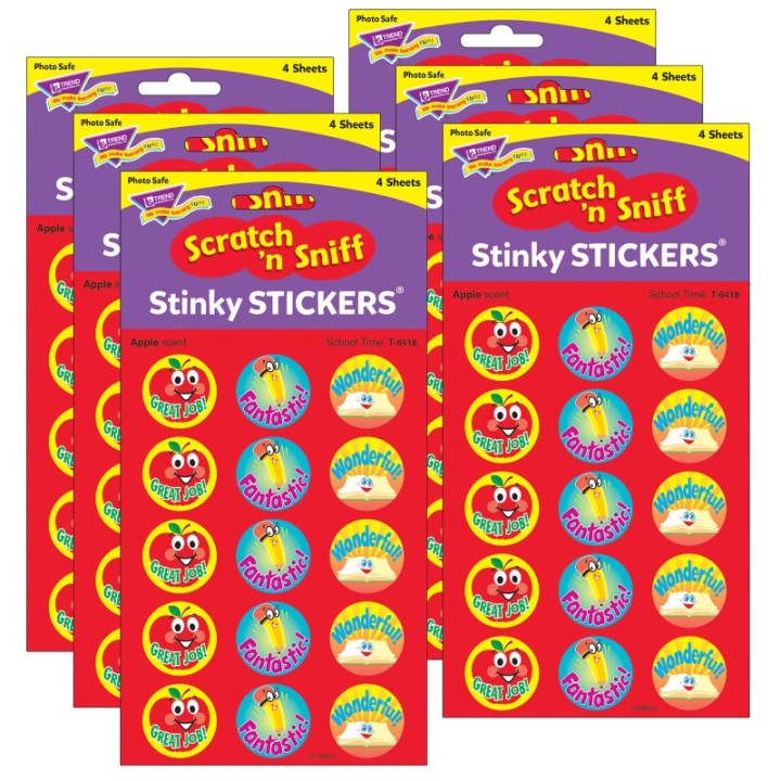 TREND School Time/Apple Stinky Stickers®, 60 Per Pack, 6 Packs