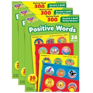 TREND Positive Words Stinky Stickers® Variety Pack, 300 Per Pack, 3 Packs