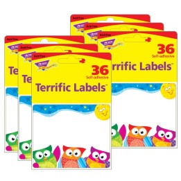 TREND Owl-Stars!® Terrific Name Tag/Labels™, 36 Per Pack, 6 Packs