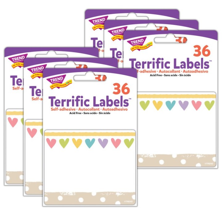 TREND Take Heart Terrific Labels™, 36 Per Pack, 6 Packs