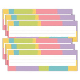 TREND Cheerful Stripes Desk Toppers® Name Plates, 36 Per Pack, 6 Packs