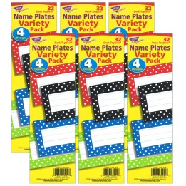 TREND Polka Dots Desk Toppers® Name Plates Variety Pack, 32 Per Pack, 6 Packs