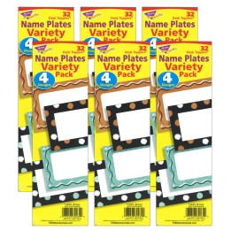 TREND I ♥ Metal™ Dots & Embossed Desk Toppers® Name Plates Variety Pack, 32 Per Pack, 6 Packs