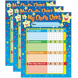 TREND Stars Chore Charts, 25 Sheets Per Pad, Pack of 3