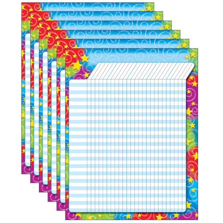 TREND Stars 'n Swirls Incentive Chart, 17" x 22", Pack of 6