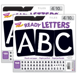 TREND Black 4" Tiles Uppercase Ready Letters®, 150 Pieces Per Pack, 2 Packs