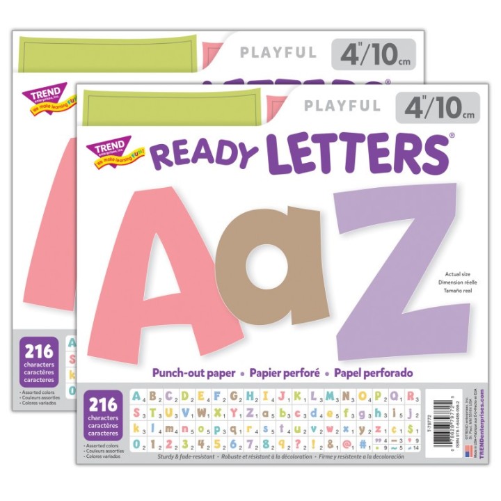 TREND Summer Morning 4" Playful Combo Ready Letters®, 216 Pieces Per Pack, 2 Packs