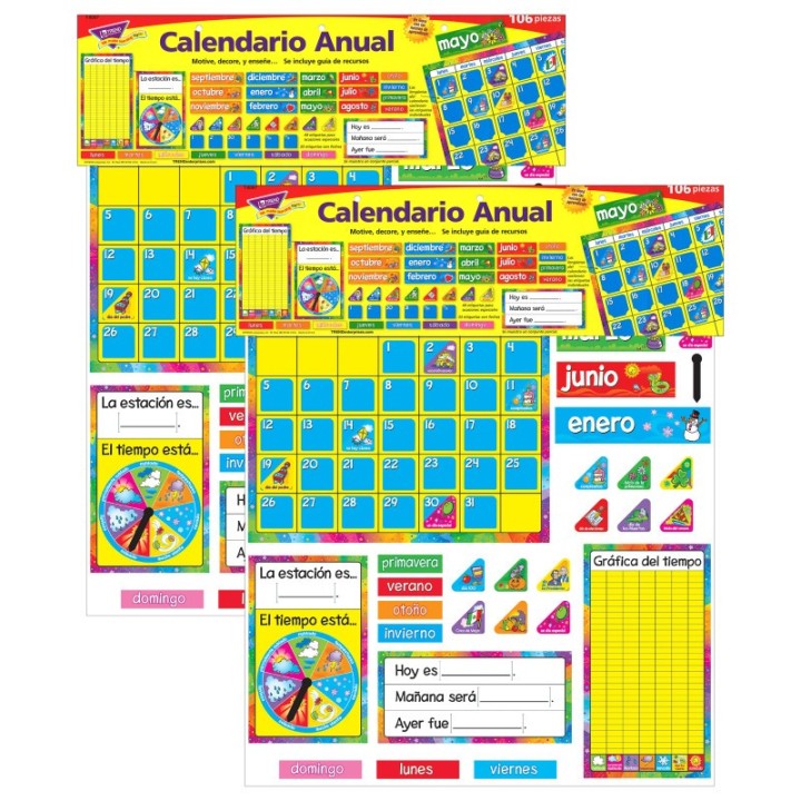 TREND Calendario Anual (Spanish) Bulletin Board Set, 2 Sets