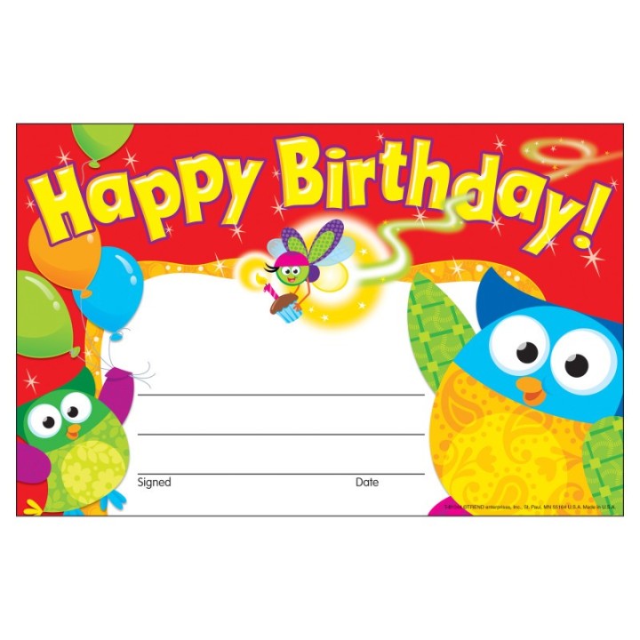 TREND Happy Birthday Owl-Stars!® Recognition Awards, 30 ct
