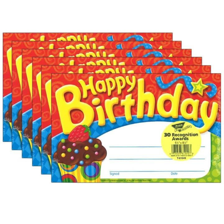 TREND Happy Birthday The Bake Shop™ Recognition Awards, 30 Per Pack, 6 Packs