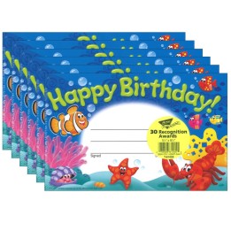 TREND Happy Birthday! Sea Buddies™ Recognition Awards, 30 Per Pack, 6 Packs