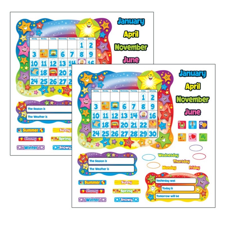 TREND Star Calendar Bulletin Board Set, 2 Sets