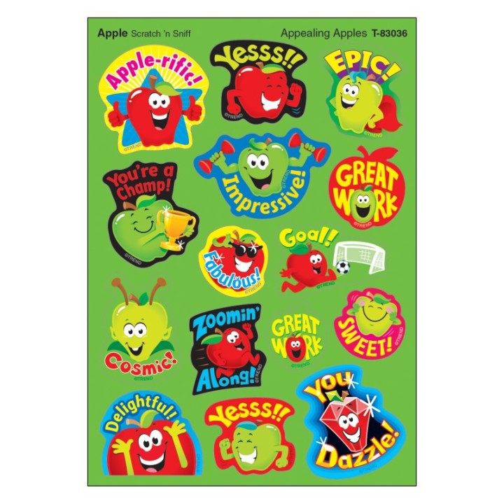 TREND Appealing Apples/Apple Mixed Shapes Stinky Stickers®, 60 Count