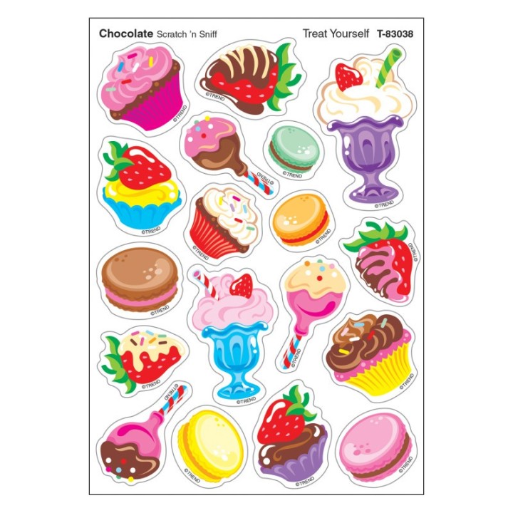 TREND Treat Yourself/Chocolate Mixed Shapes Stinky Stickers®, 72 Count