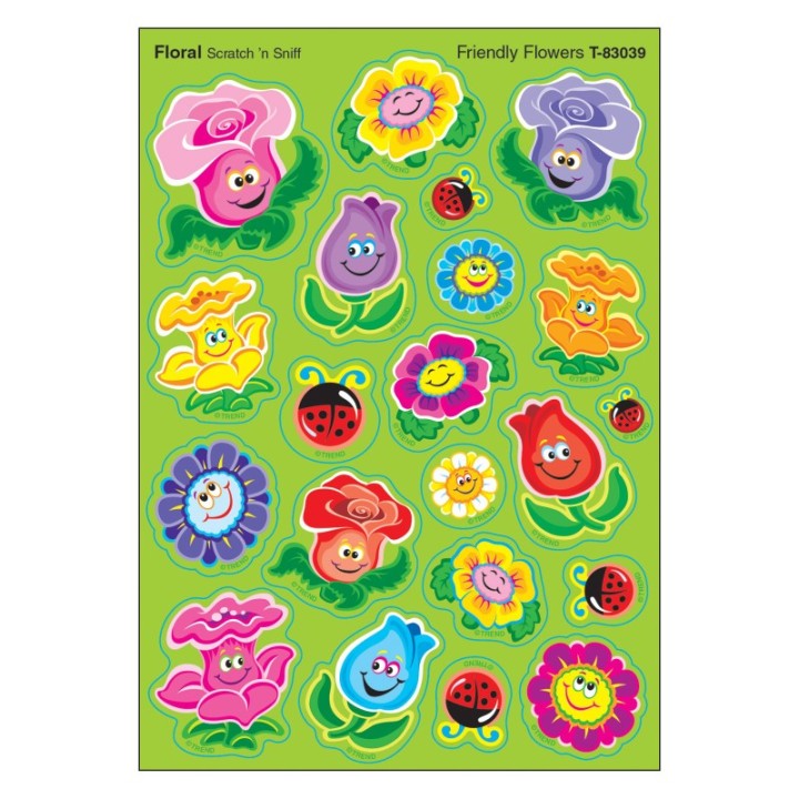 TREND Friendly Flowers/Floral Mixed Shapes Stinky Stickers®, 84 Count